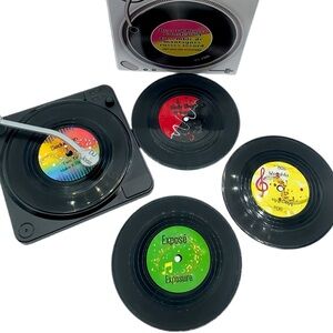 @busygirl88 NIB RECORD PLAYER 4 COASTER SET CUSTOMIZED W/4 OF UR FAVE SONGS